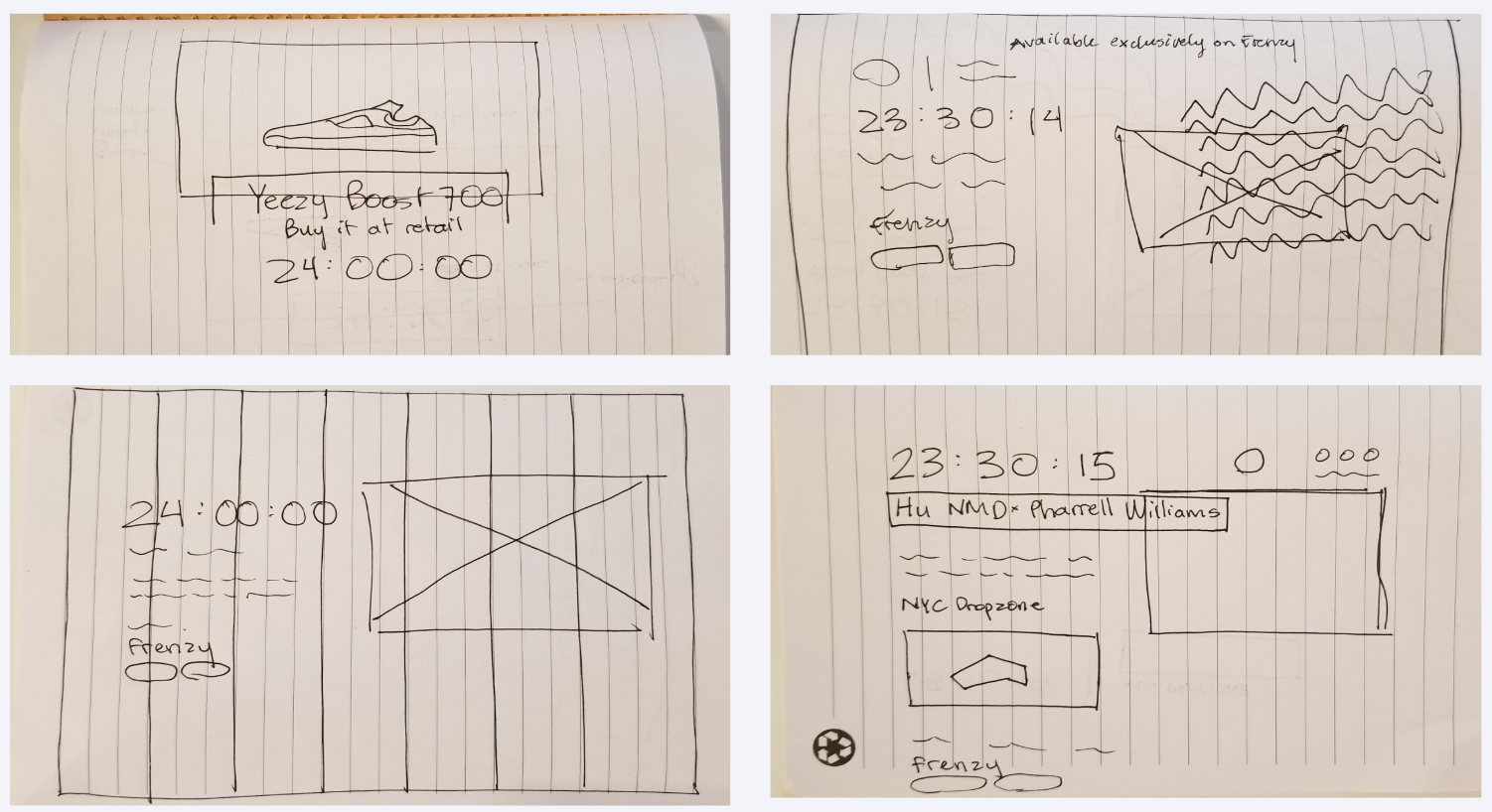 Frenzy wireframes