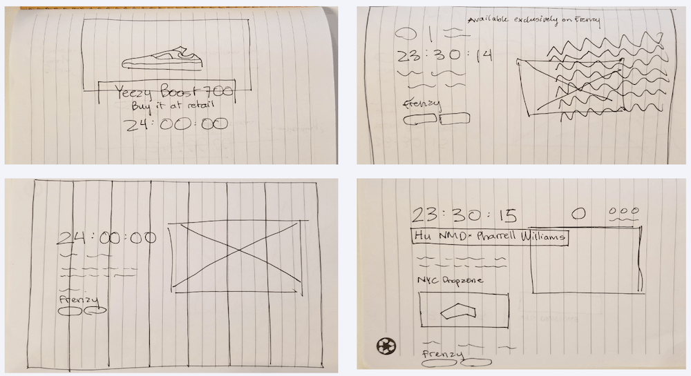 Frenzy wireframes
