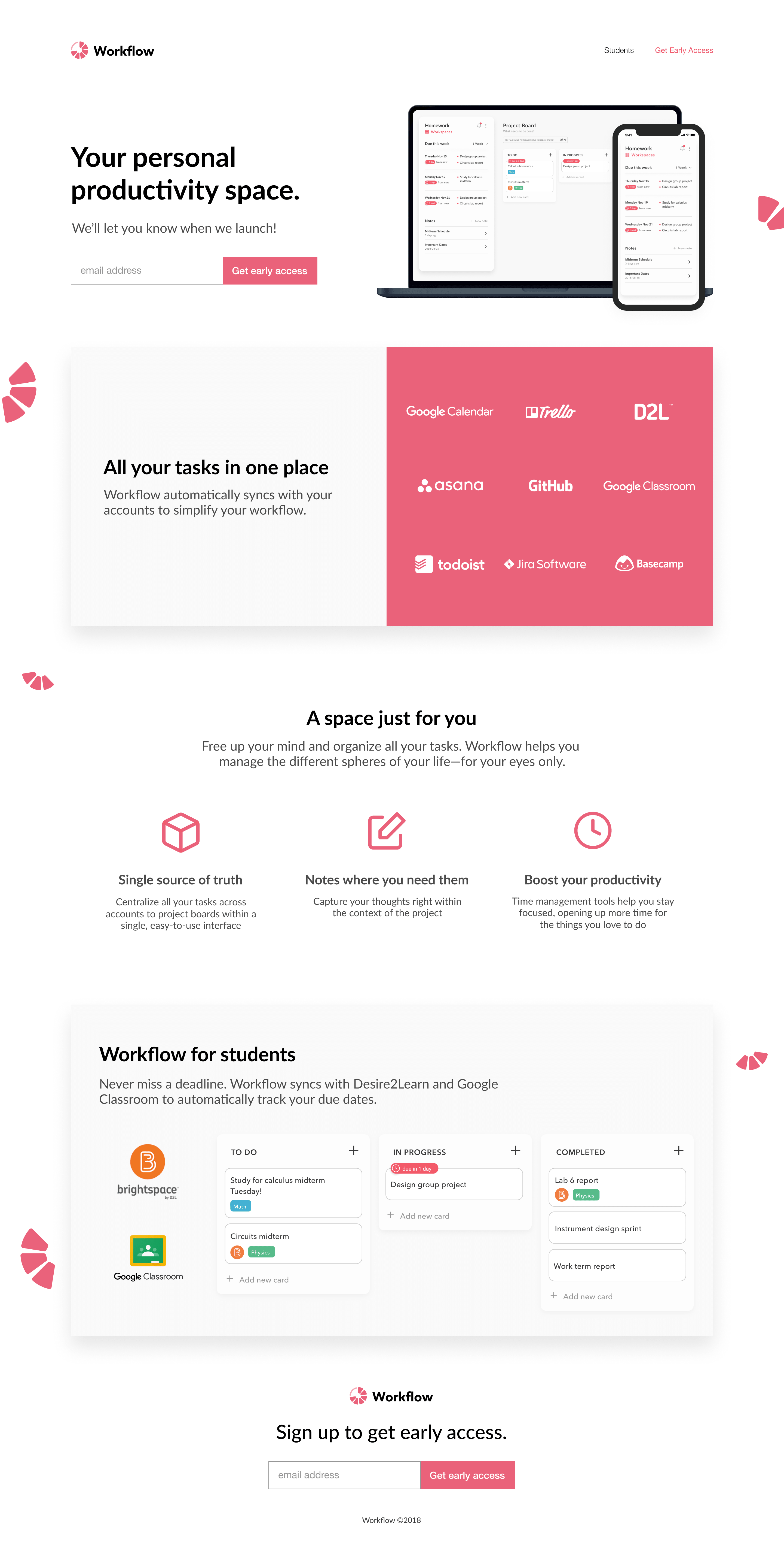 Workflow desktop landing page