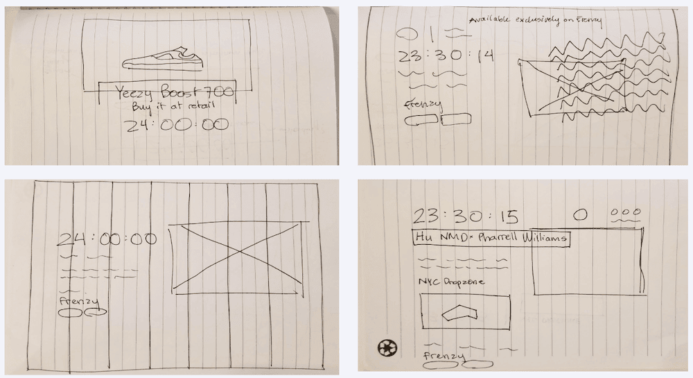 Frenzy wireframes