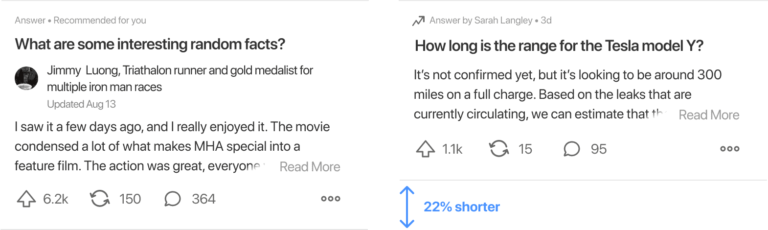 The new card is 22% shorter than the old
