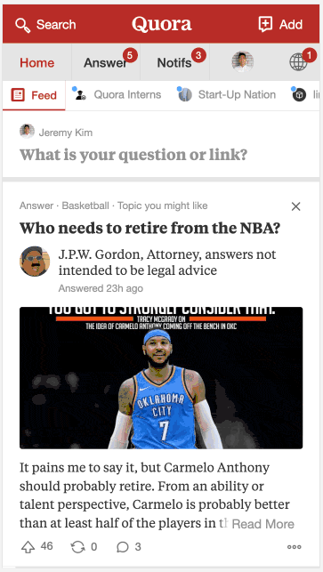 Mobile prototype animation of new trending page